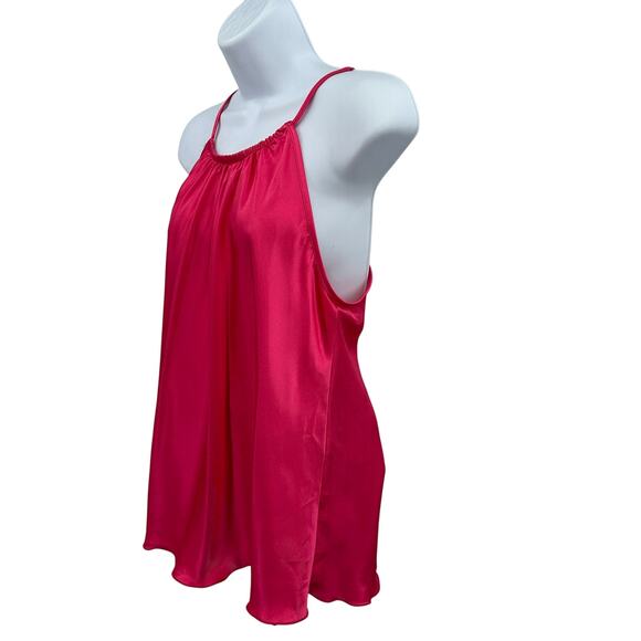 Nicole Miller Halter Tank Top Size S Pink Satin Scoop Neck Pullover Lightweight - Picture 4 of 9